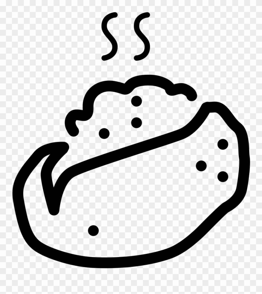Food Potato Baked Food Potato Baked Food Potato Baked - Black And White Baked Potato Clip Art - Png Download