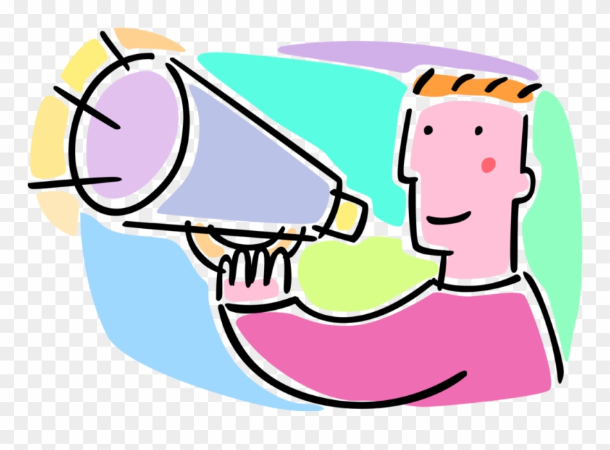Vector Illustration Of Using Megaphone Or Bullhorn - Clip Art - Png Download