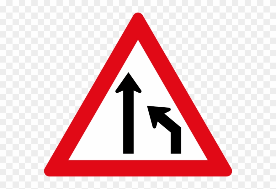 Right Lane Ends Sign - Side Road Right Sign Clipart