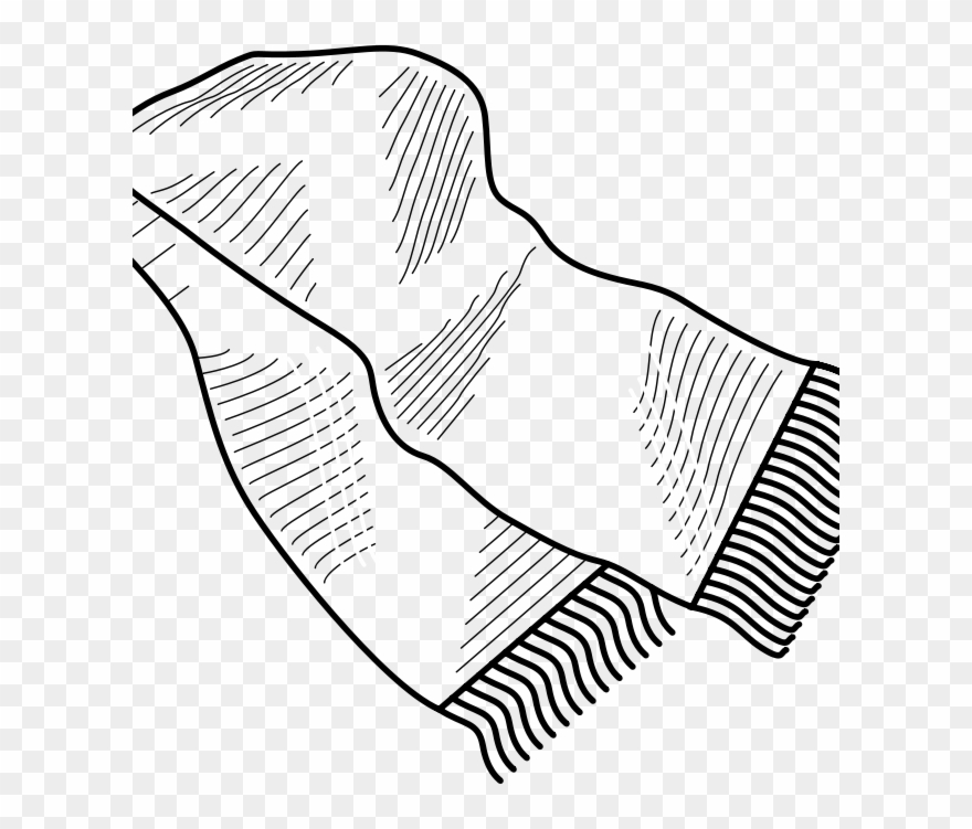 Scarf Clipart Black And White - Png Download