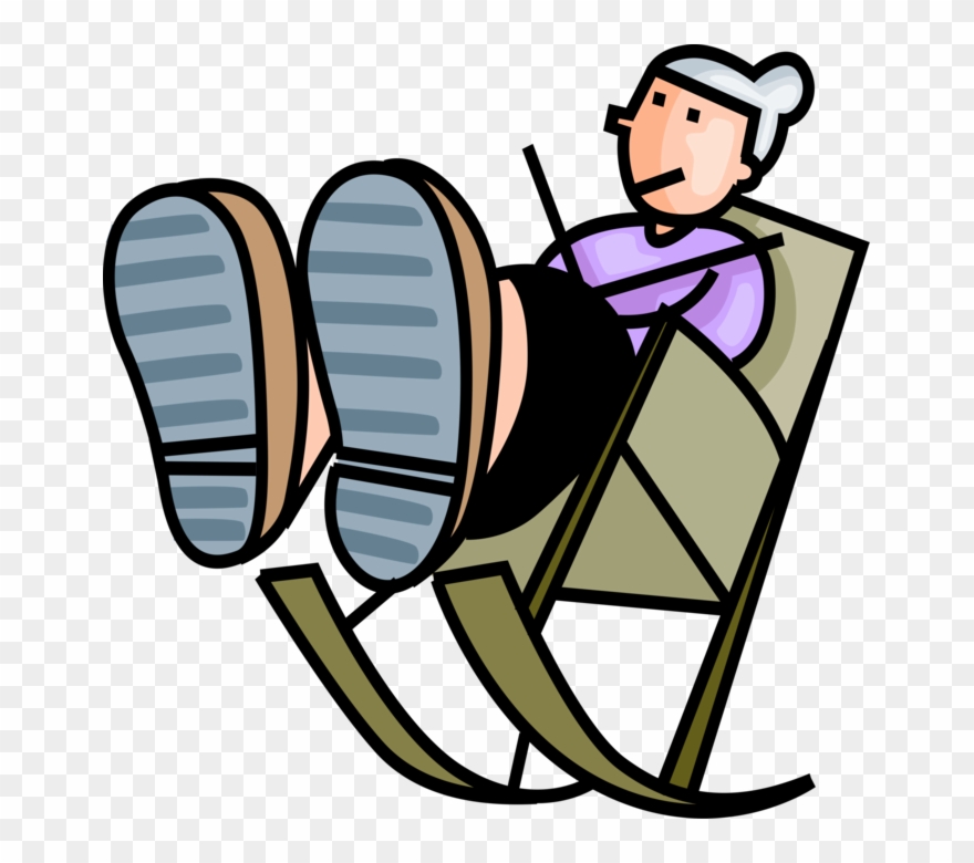 Vector Illustration Of Grandmother Granny Knits With - Rocking On Chair Clipart