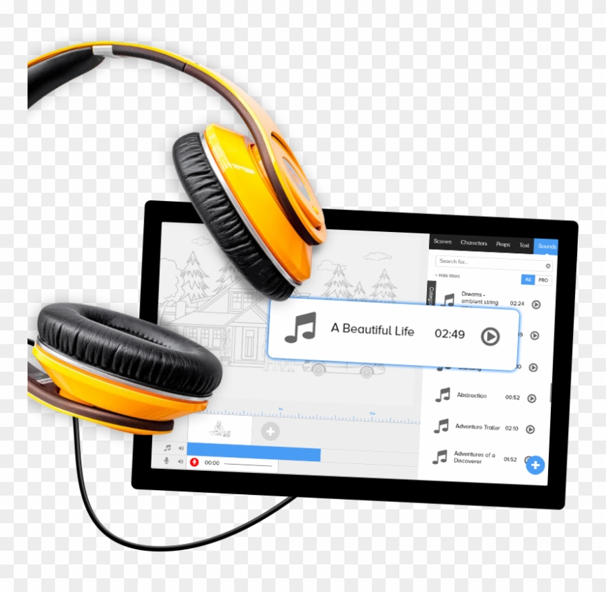 Complete With Royalty Free Audio Music Tracks, Perfect - Headphones Clipart
