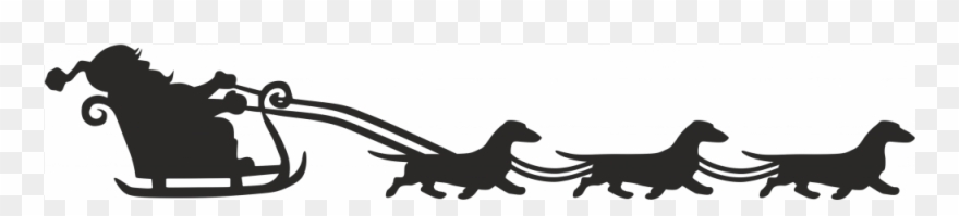 Dachshund Smooth Haired Santa Sleigh - Dachshund Sleigh Clipart