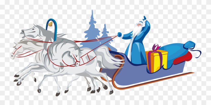 Santa Sleigh Png - Дед Мороз В Санях Png Clipart