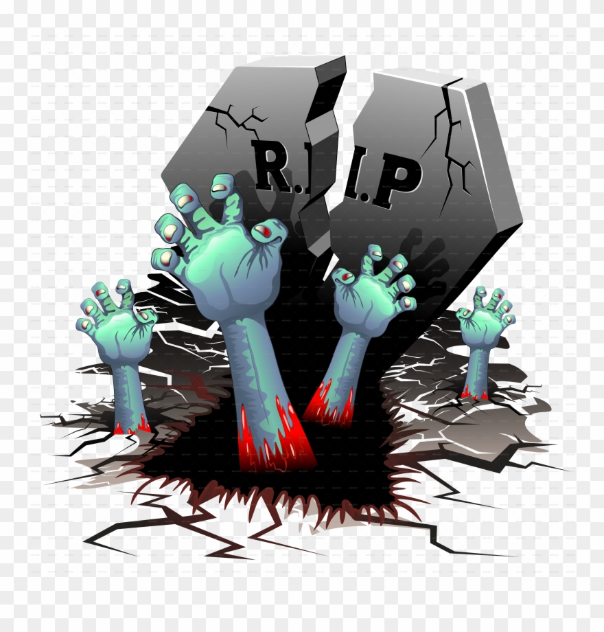 Creepy Hands On Cemetery By Bluedarkat Graphicriver - Zombie Cartoon Cemetery Clipart