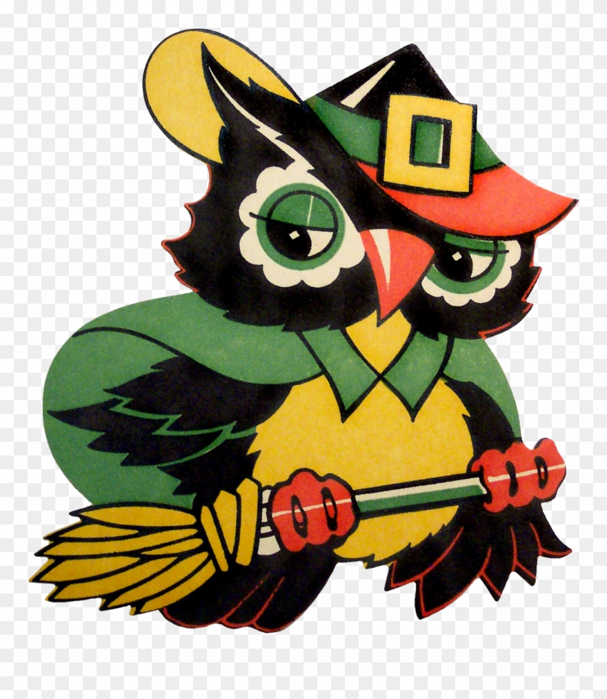 The Sum Of All Crafts - Wizard Owl On Broomstick - Art Print - 12x18 Poster Clipart