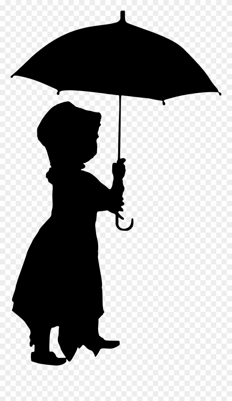 Big Image - Little Girl Umbrella Silhouette Clipart