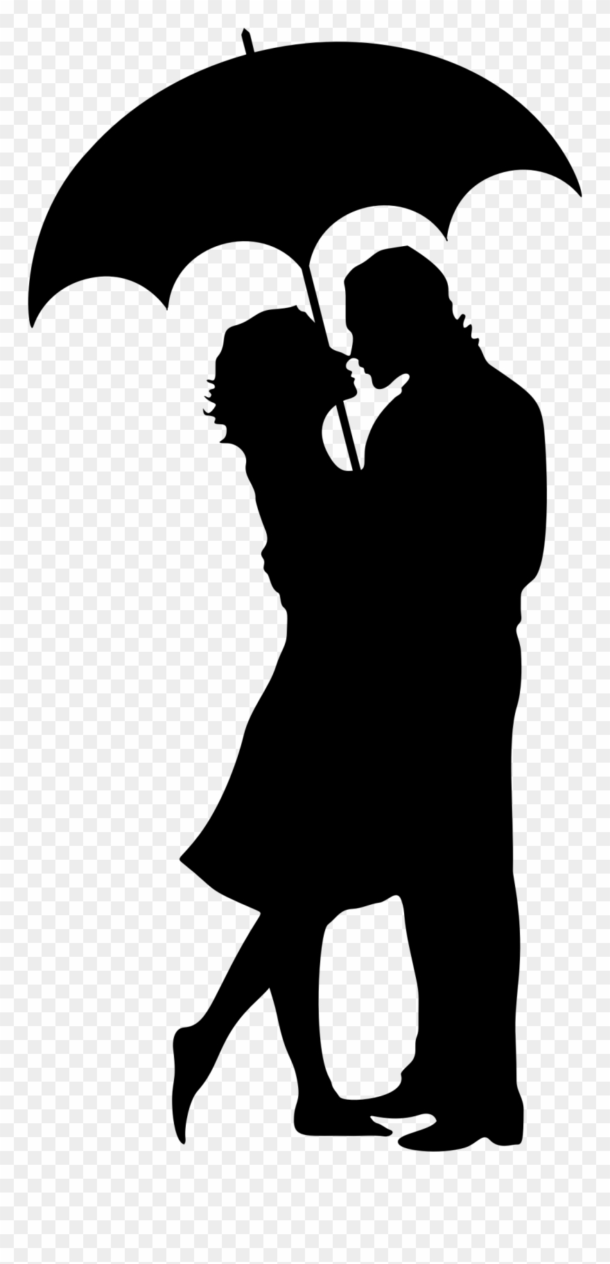 Big Image - Couple Under Umbrella Black And White Png Clipart