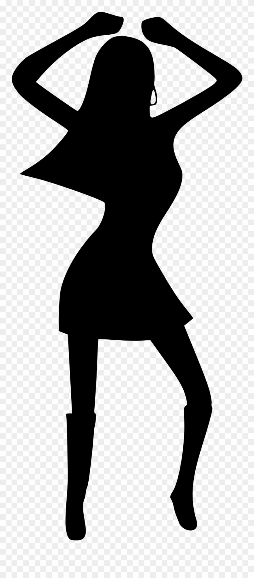 Girl Woman Dancing Disco Black White Drawing Silhouette - Disco Dancers Silhouette Cake Clipart