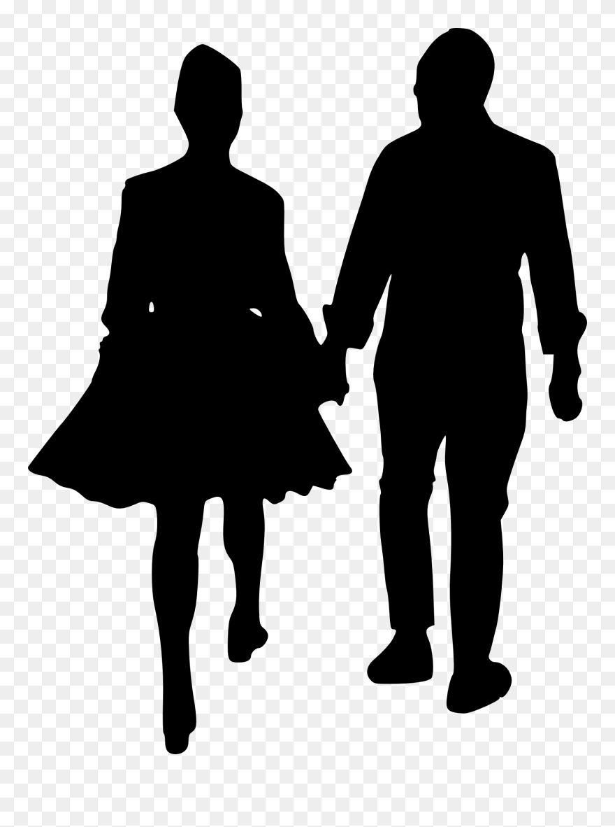 Couple Holding Umbrella Silhouette At Getdrawings - People Walking Silhouette Png Clipart