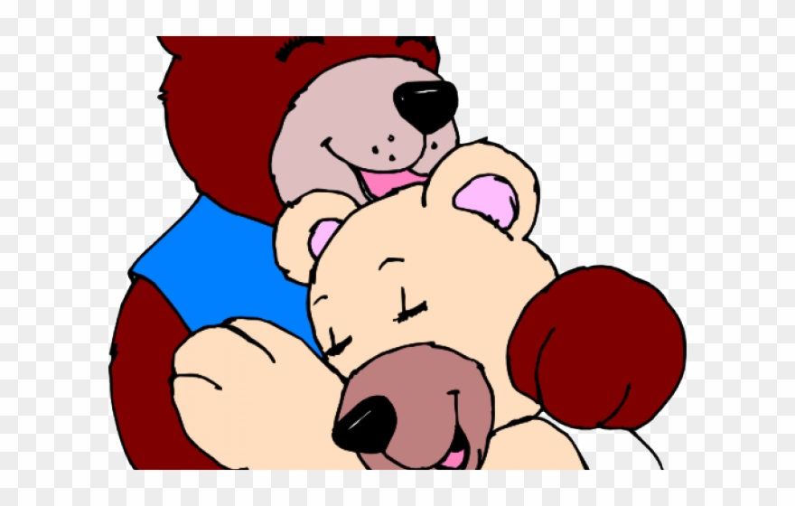 Hug Clipart Bear Hug - Two Cartoon Bears Hugging - Png Download