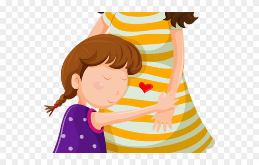 Hug Clipart Parent - Mother Daughter Hug Cartoon - Png Download