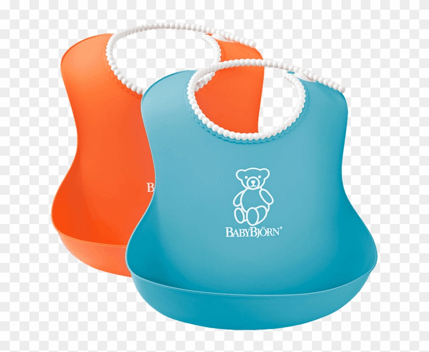 Babybjorn Soft Bib, Orange/turquoise, 2 Pack Clipart