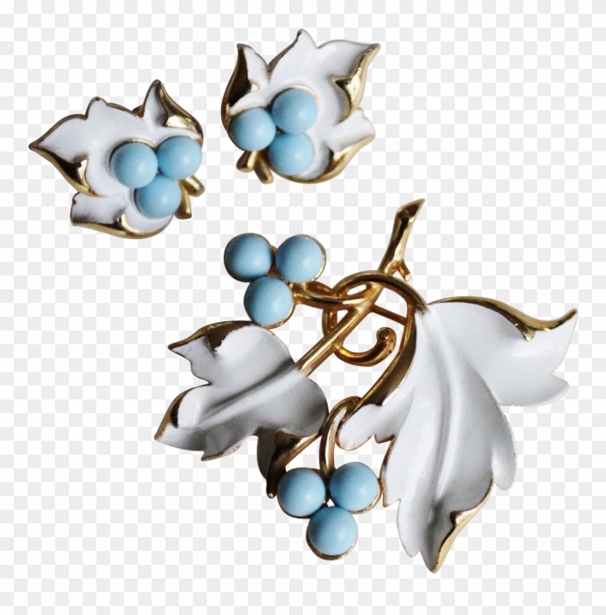 Sarah Coventry Placid Beauty Set Clip Earrings & Pin - Illustration - Png Download