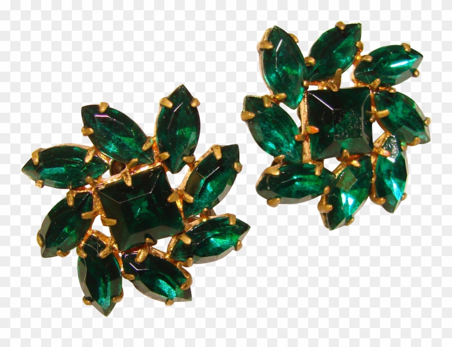 Gorgeous Czech Signed Green Rhinestone Vintage Estate - Crystal Clipart