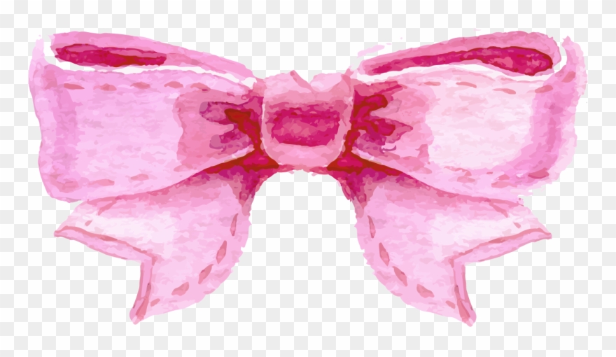 Clipart Bow Button Bow - Pink Watercolor Bow Clipart - Png Download
