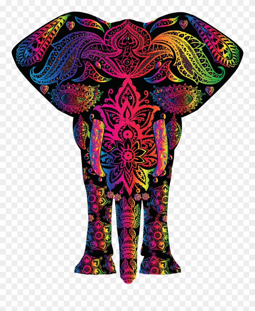 Free Clipart Of A Colorful Elephant - Colorful Elephant - Png Download