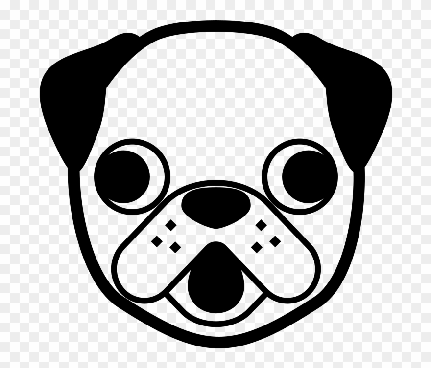 Emojione Bw 1f436 - Pug Emoji Png Clipart