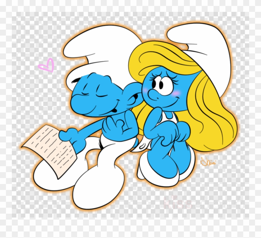 Download Smurfs Love Clipart Smurfette Hefty Smurf - Smurfette And Clumsy In Love - Png Download