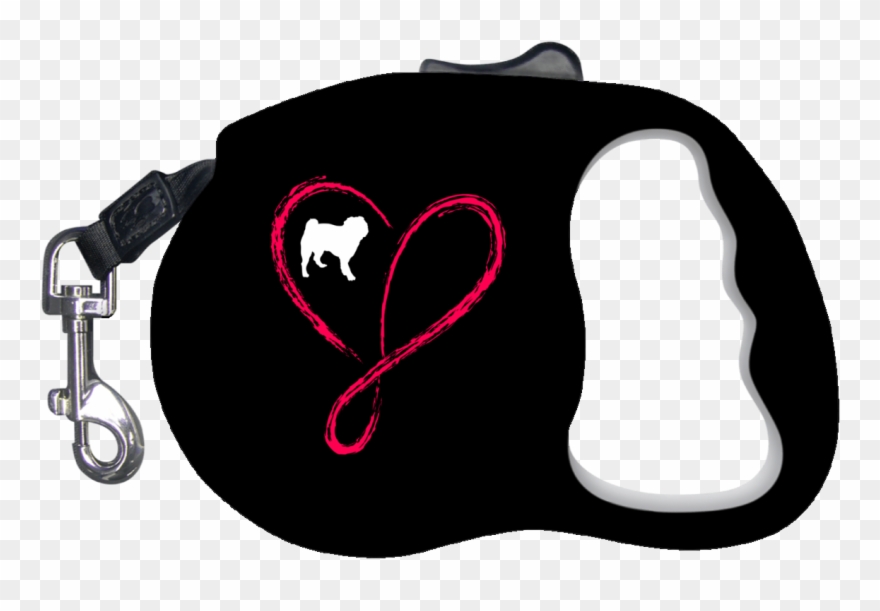 Heart Infinity Pug Retractable Dog Leash - Mugs Clipart