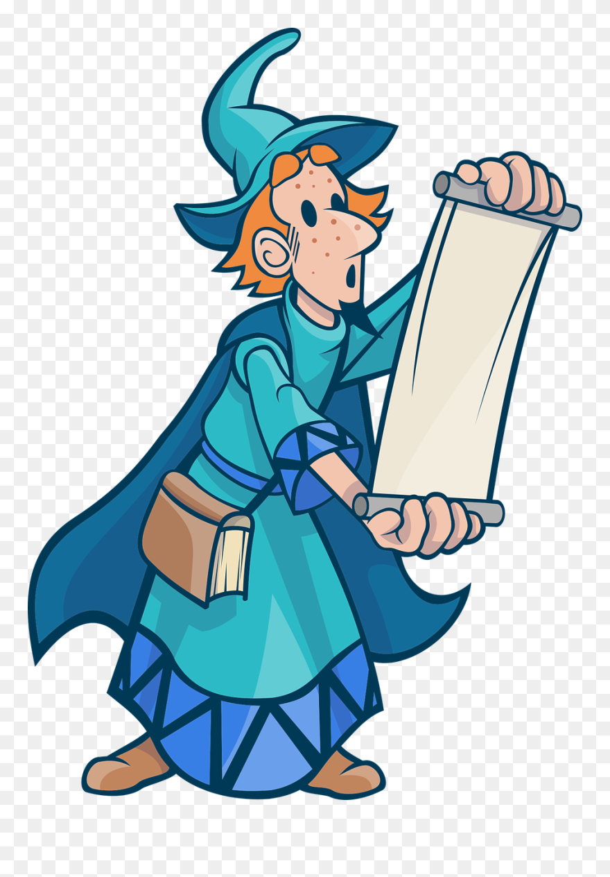 Cartoon Man Reading A Scroll Clipart