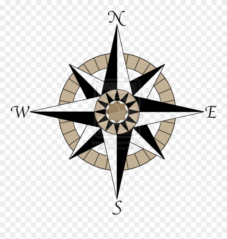 Compass Rose Black And White Tattoo Nautical Compass - Compass Rose No Background Clipart
