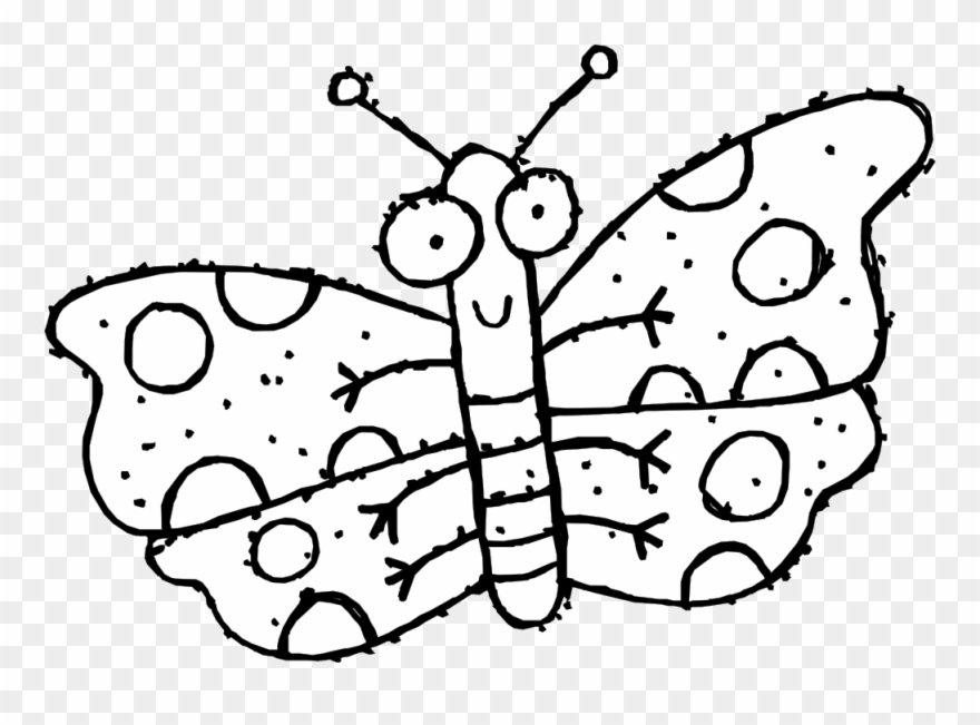 Butterfly 43 Black White Line Art Coloring Book Colouring - Butterfly Birthday Second Ornament (round) Clipart