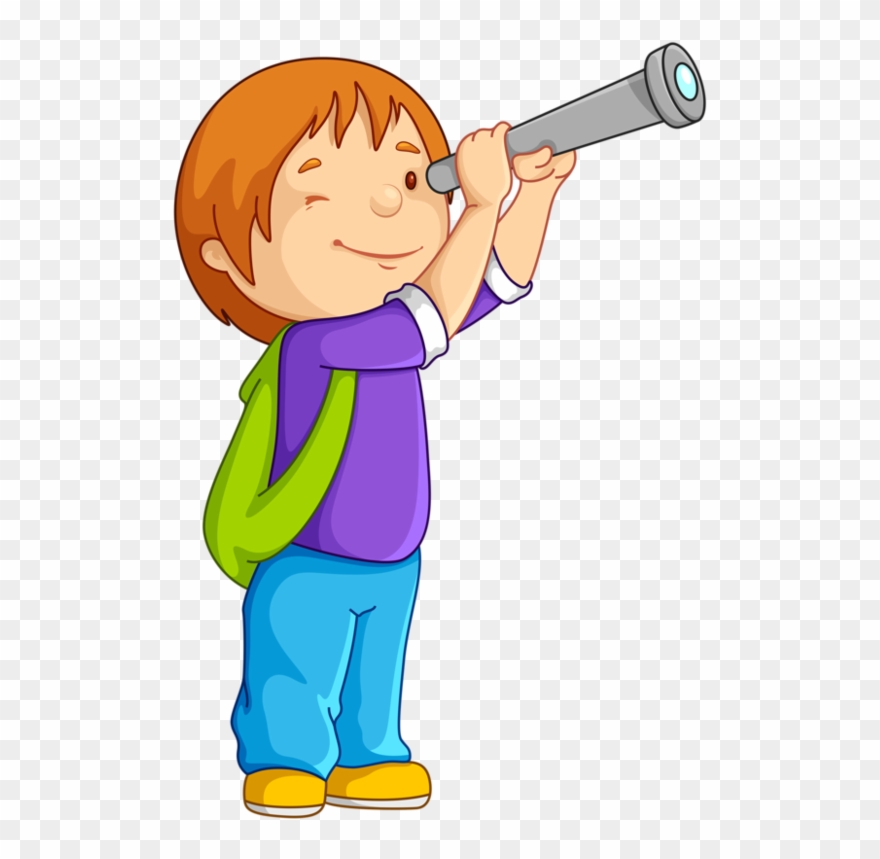 Personnages, Illustration, Individu, Personne, Gens - Earth With Telescope Cartoon Clipart