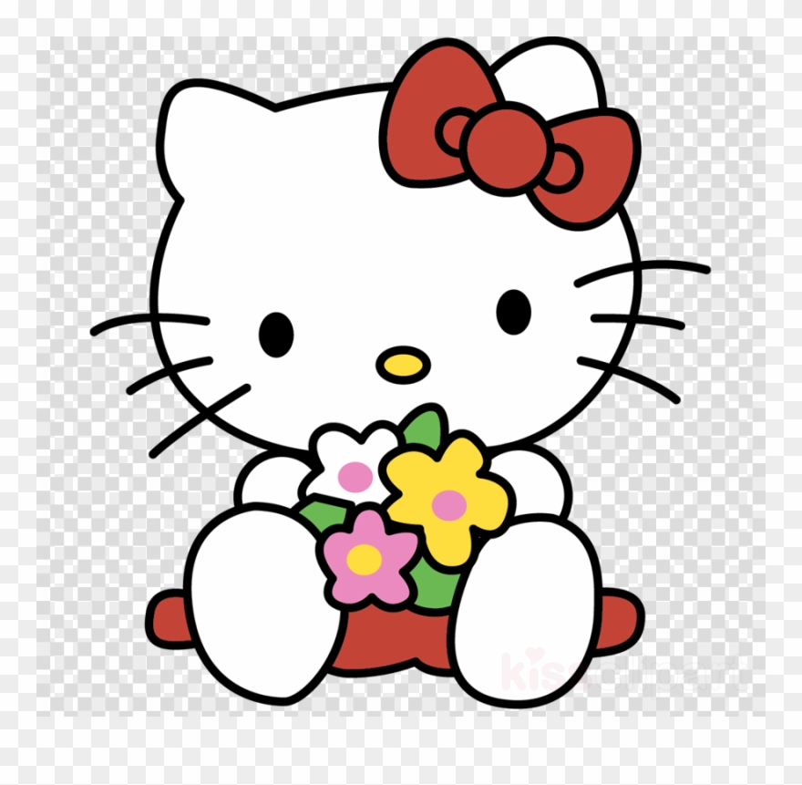 Hello Kitty Wall Decal Sticker - Hello Kitty With Flowers Clipart
