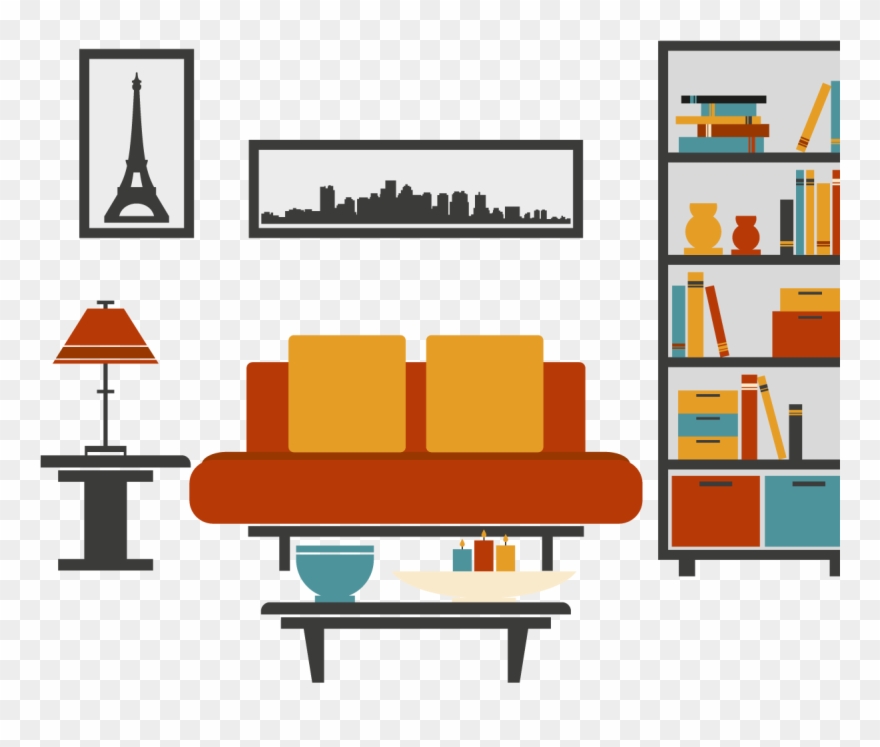 Furniture Table Couch Living Room - Living Room Vector Png Clipart