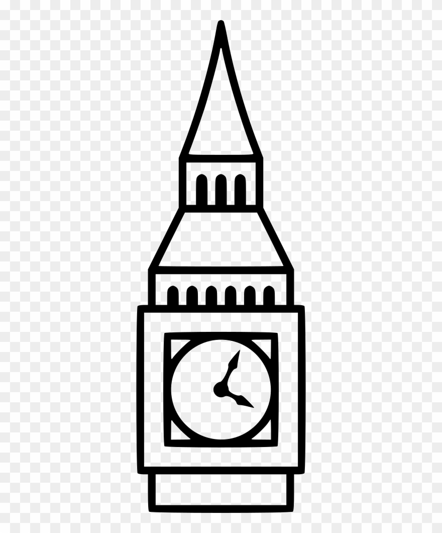 Png File - Black And White Big Ben Icon Clipart