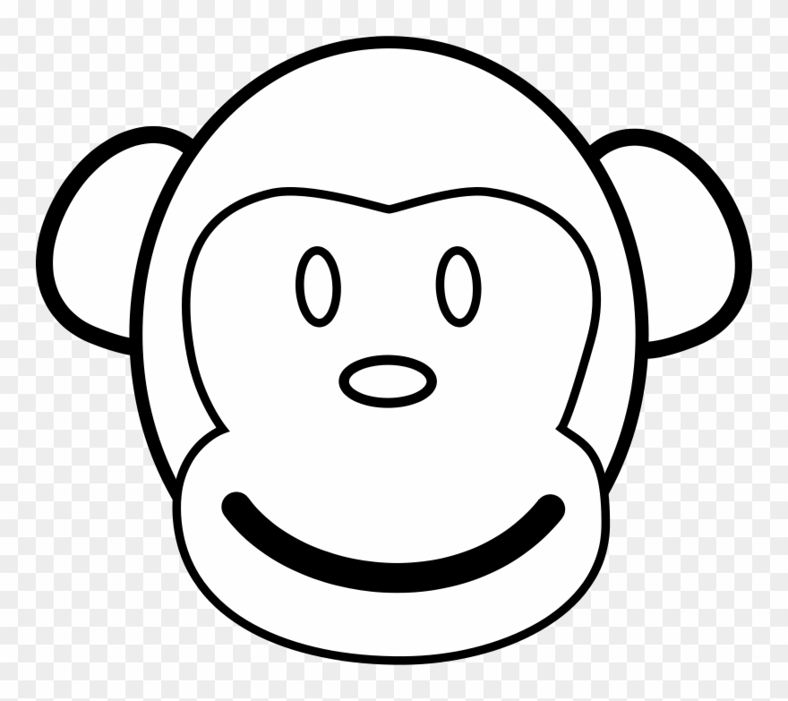 Monkey Line Art Free Vector 4vector - Monkey Face Clip Art Black And White - Png Download