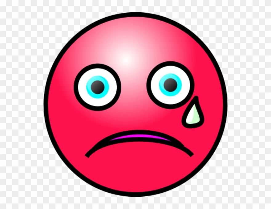 Emoticons Crying Face - Crying Red Sad Face Clipart