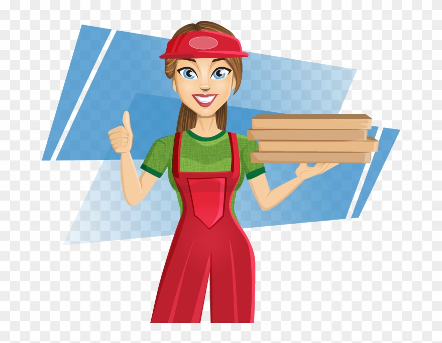 Girl - Pizza Delivery Girl Cartoon Clipart