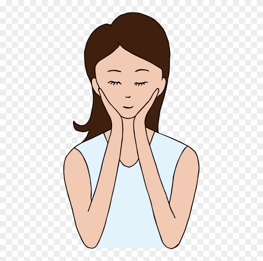 A Touching Her By Hand Free Illust - Hands Touching Face Cartoon Clipart