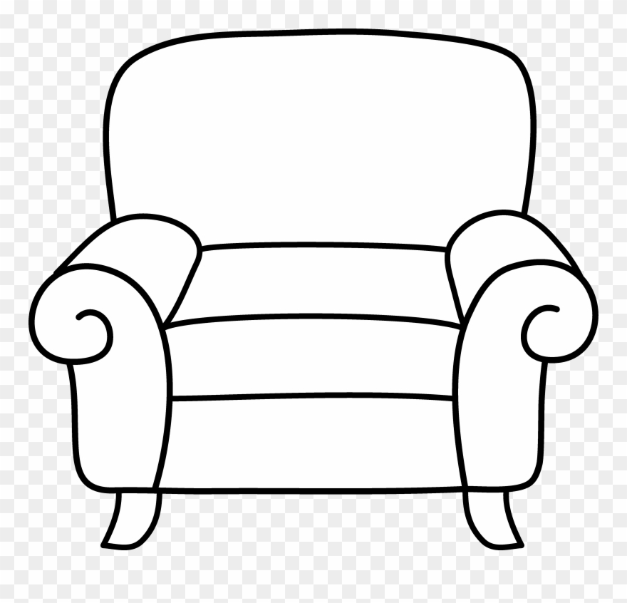 Armchair Coloring Page - Sofa Cartoon Black And White Clipart