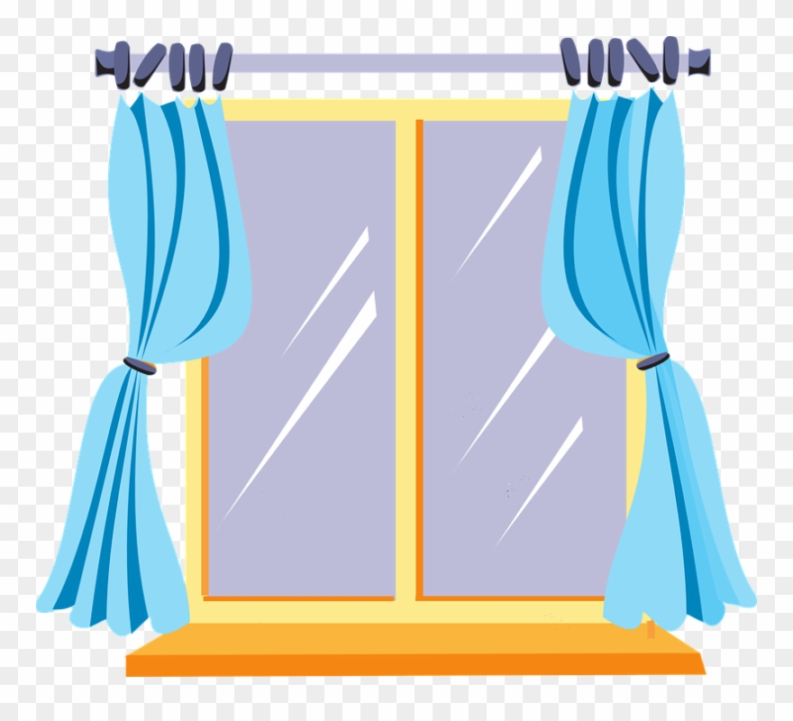 Curtains Closet Cliparts - Window Clipart - Png Download