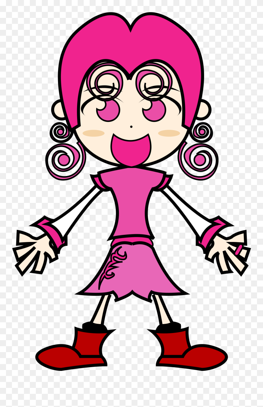 Pinky Girl Vector Clipart - Pink Girl Cartoon Art Shower Curtain - Png Download