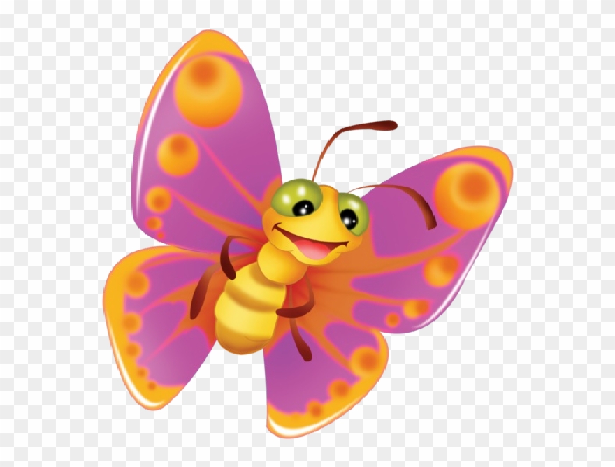 Cute Butterfly Cartoon Clip Art Images On A Transparent - Butterfly Cartoon No Background - Png Download