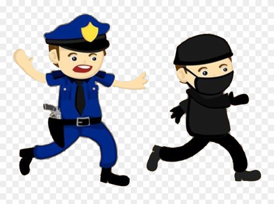 Officer Crime Illustration And Thief Transprent Png - Police And Thief Cartoon Clipart