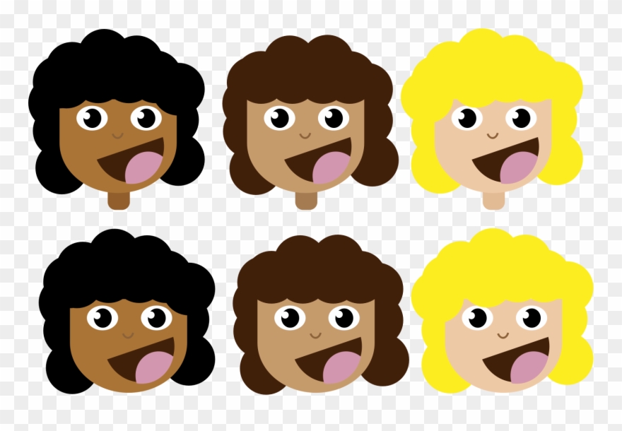 Girls With Curly Icons - Hair Clipart