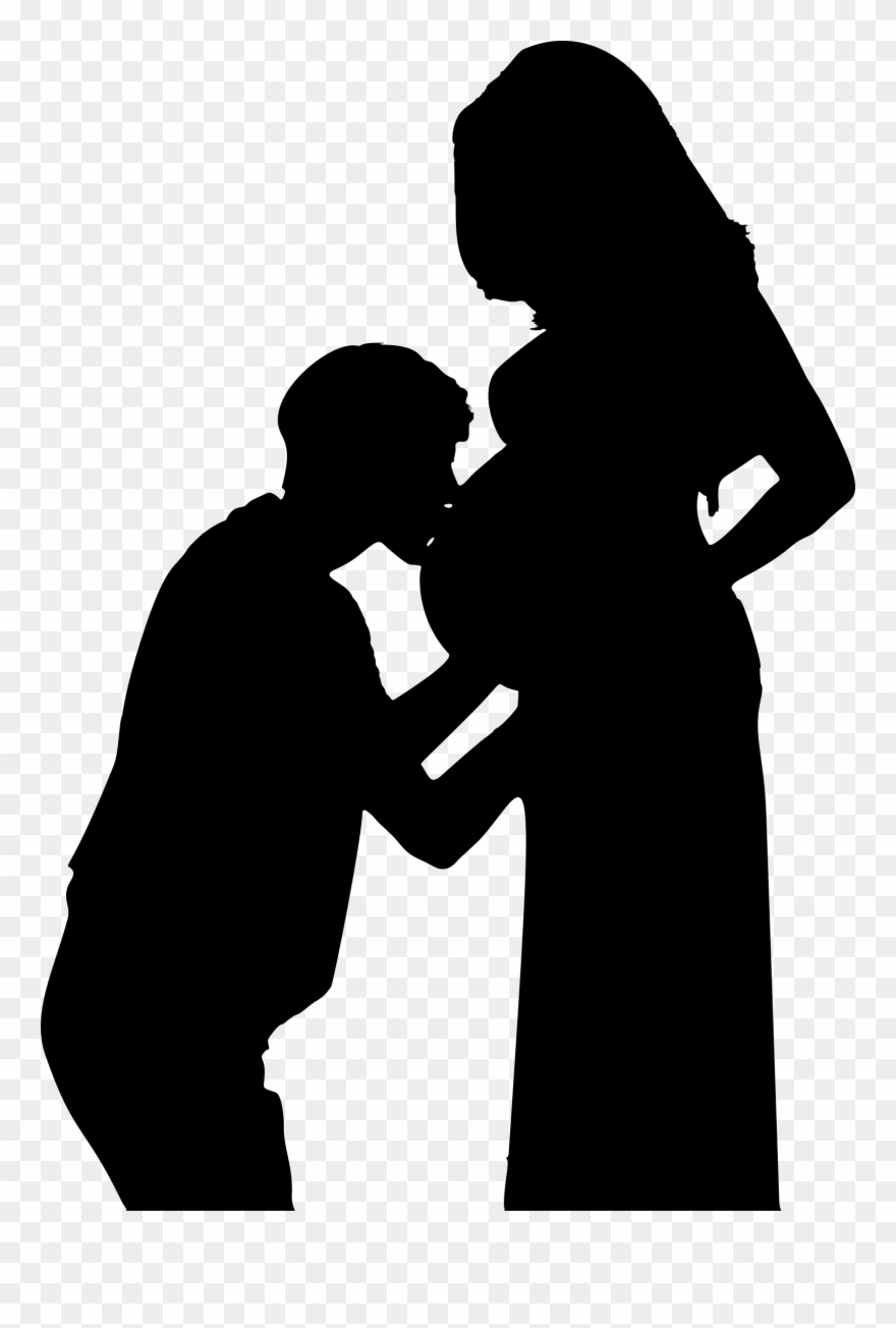 Pregnancy Wife Kiss Woman - Pregnant Couple Silhouette Png Clipart