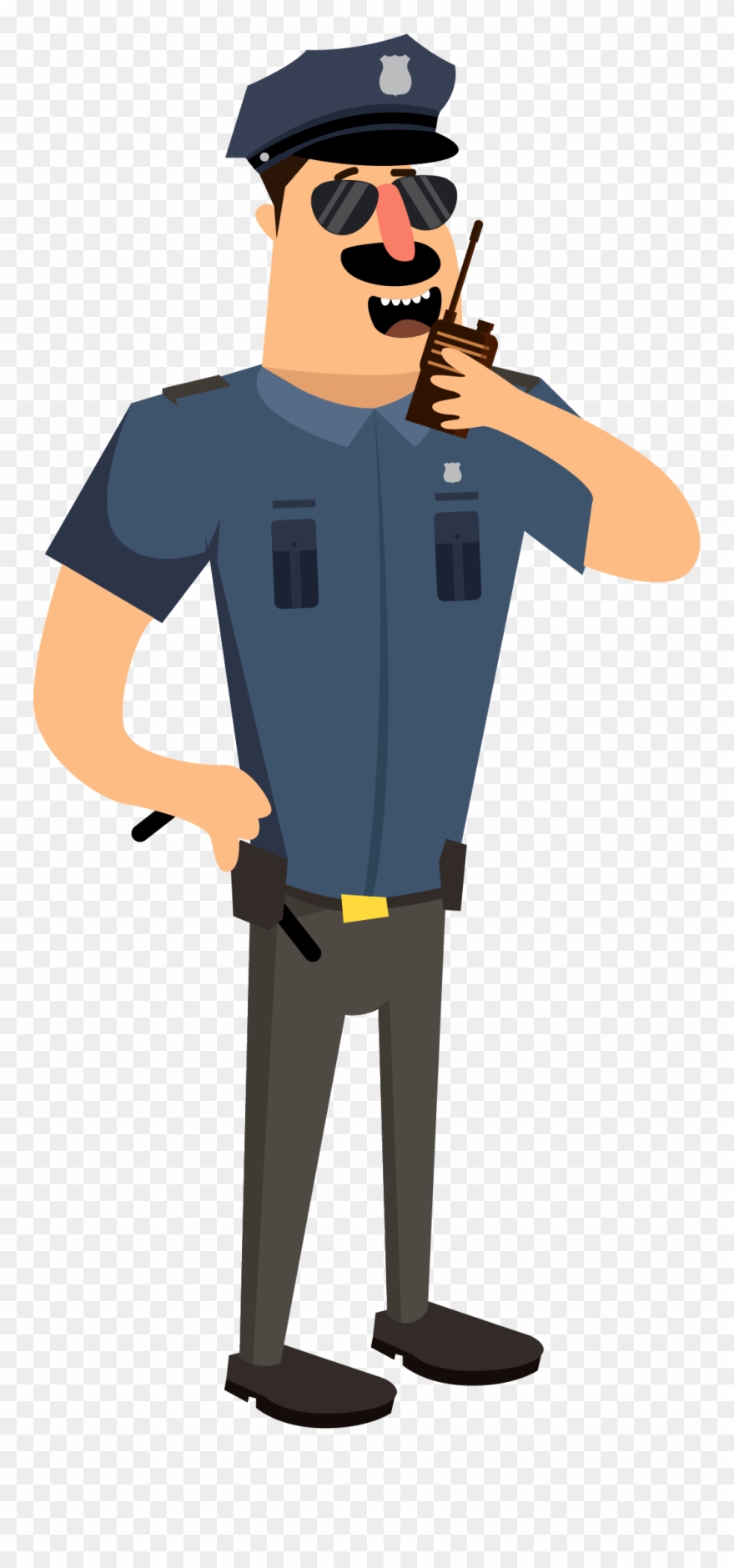 Vector Free Download Cartoon Police Illustration Walkie - Cartoon Policeman Walkie Talkie Clipart