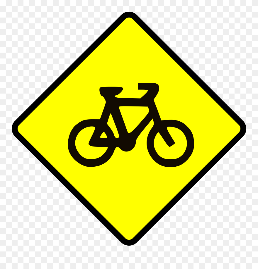 Free Vector Caution Bike Road Sign Symbol Clip Art - Safe Place - Png Download