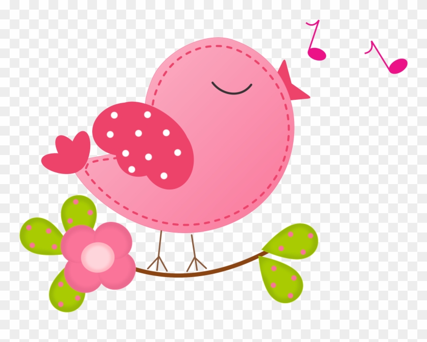 Bird Clipart Pink - Passarinho Cantando Png Transparent Png
