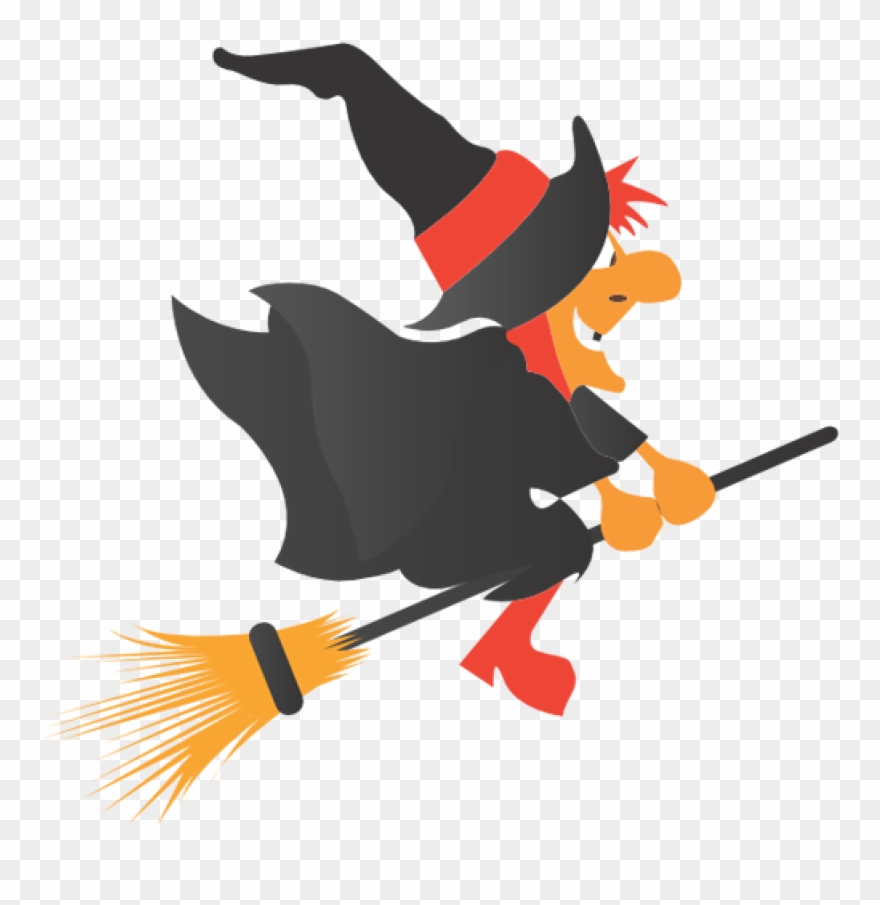 Witch On Broom Clipart Halloween Csscreme School Clipart - Clip Art Witches On Brooms - Png Download