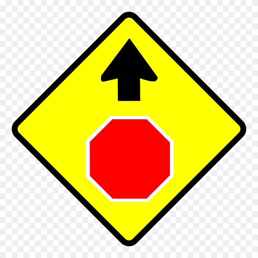 Free Vector Leomarc Caution Stop Sign Clip Art - Stop Ahead Sign Canada - Png Download