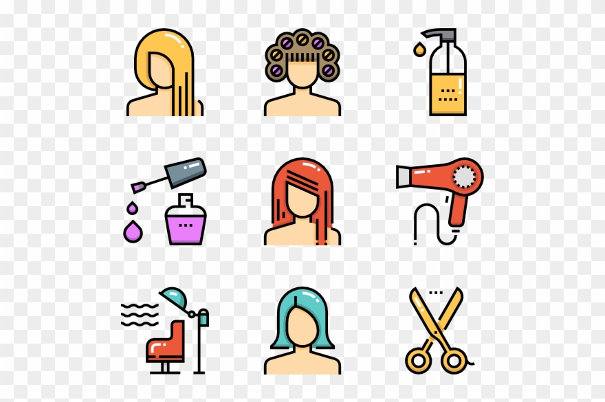 Hairdressing Salon Color Icons - Картинки Вектор Парикмахер Clipart