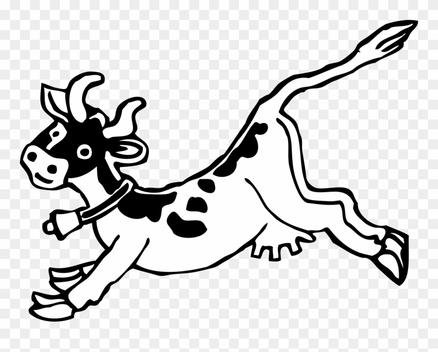 Clipart - Draw A Cow Running - Png Download
