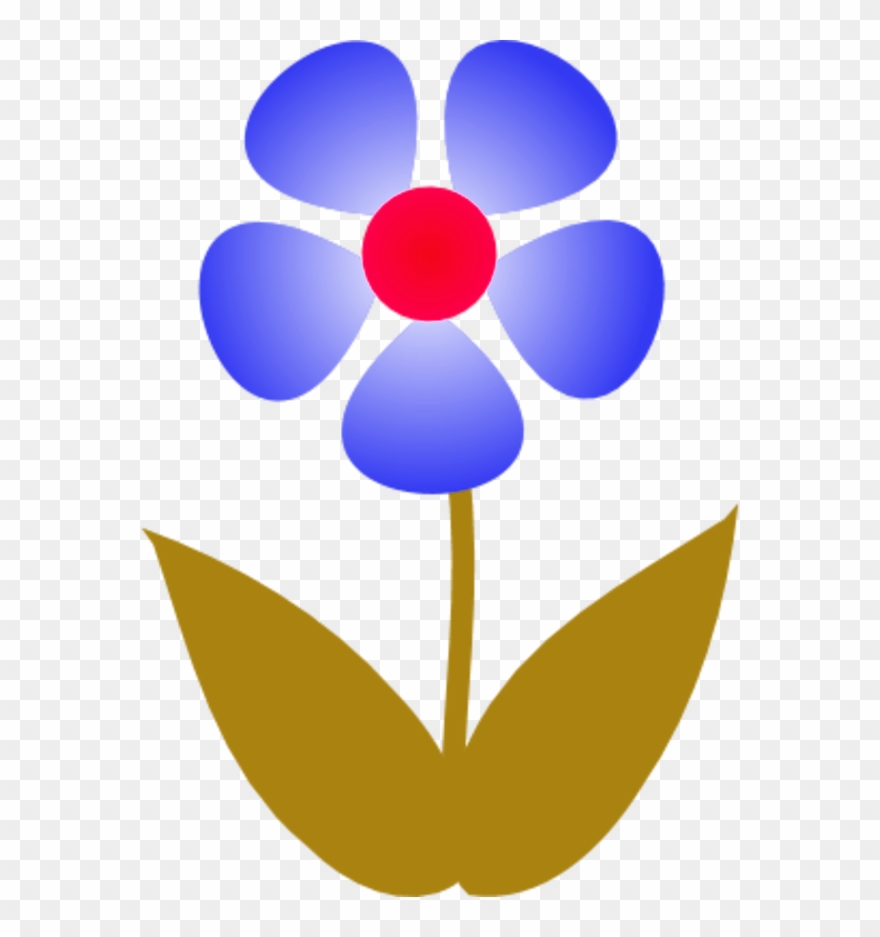 Flower Simple And Colorful With Two Leaves - Flower Image Clip Art - Png Download